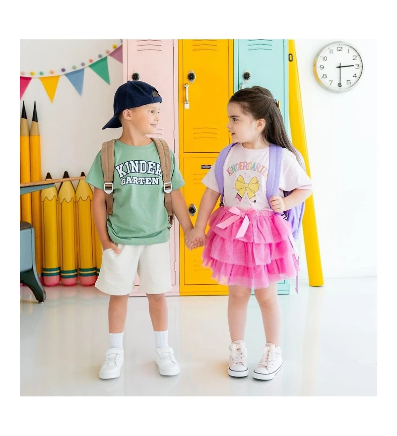 Sweet Wink Little and Big Girls Kindergarten Pencil Bow Short Sleeve T-Shirt