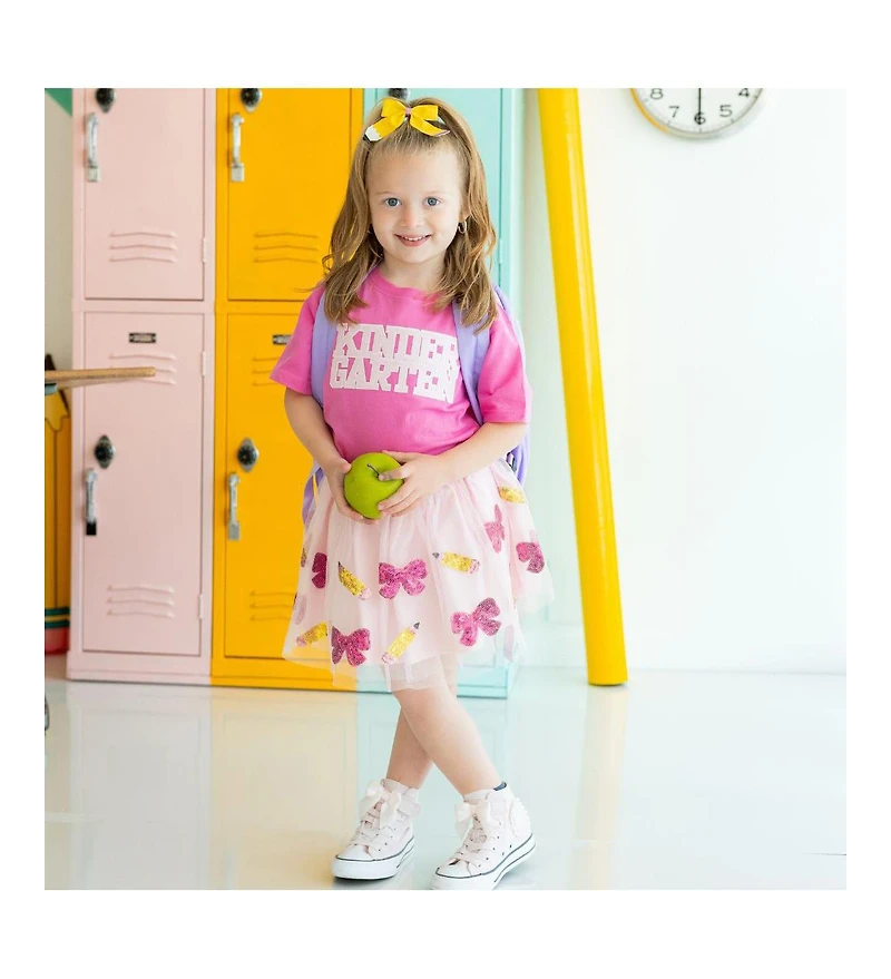 Sweet Wink Little and Big Girls Back to School Cutie Sequin Tutu Skirt