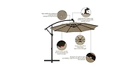 Mecale 10 Feet 360° Rotation Solar Powered Led Patio Offset Umbrella without Weight Base