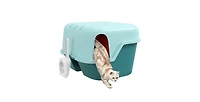 Aostirmotor Litter Box with Lockable Openable Cover, Scoop, Easy to Clean, for Indoor Cats, Green