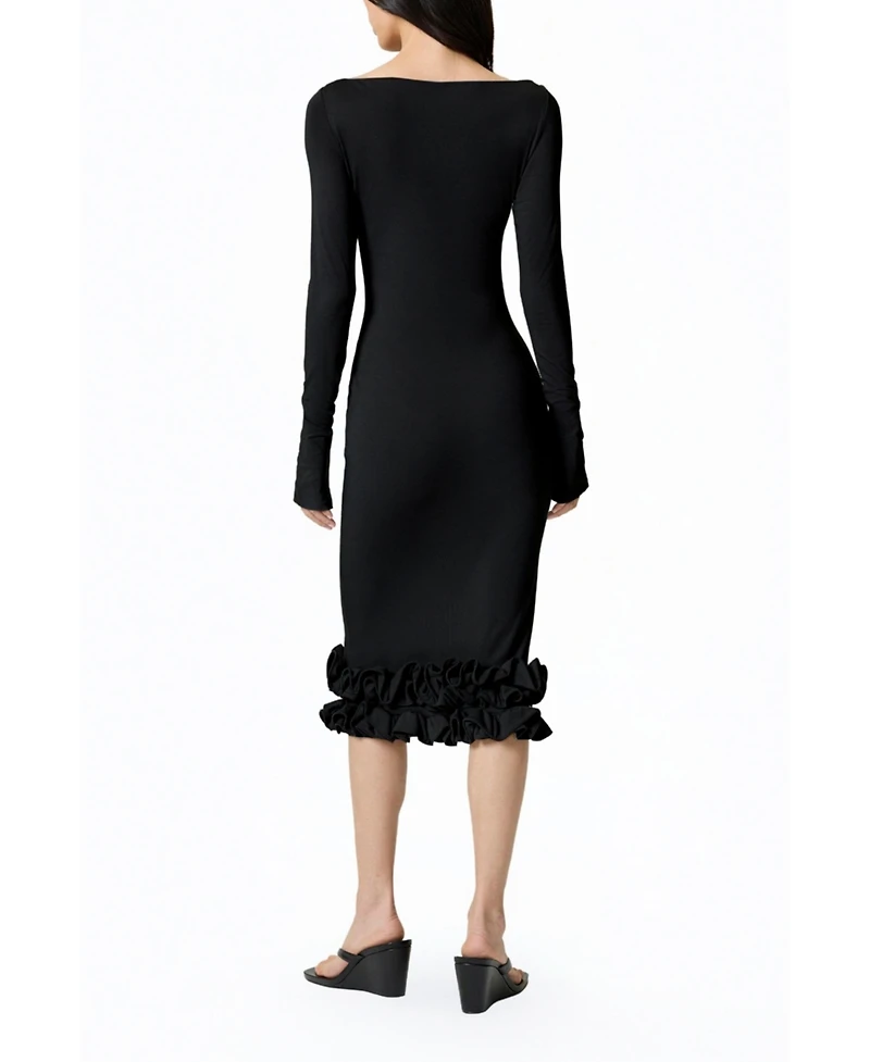 Nocturne Women's Jersey Maxi Dress with Ruffle Detail