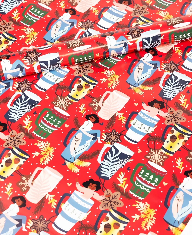 Black Paper Party Holly Mug Gift Wrap