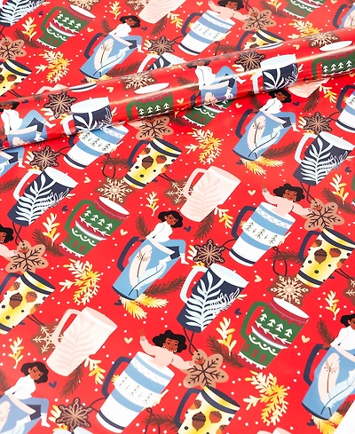 Black Paper Party Holly Mug Gift Wrap