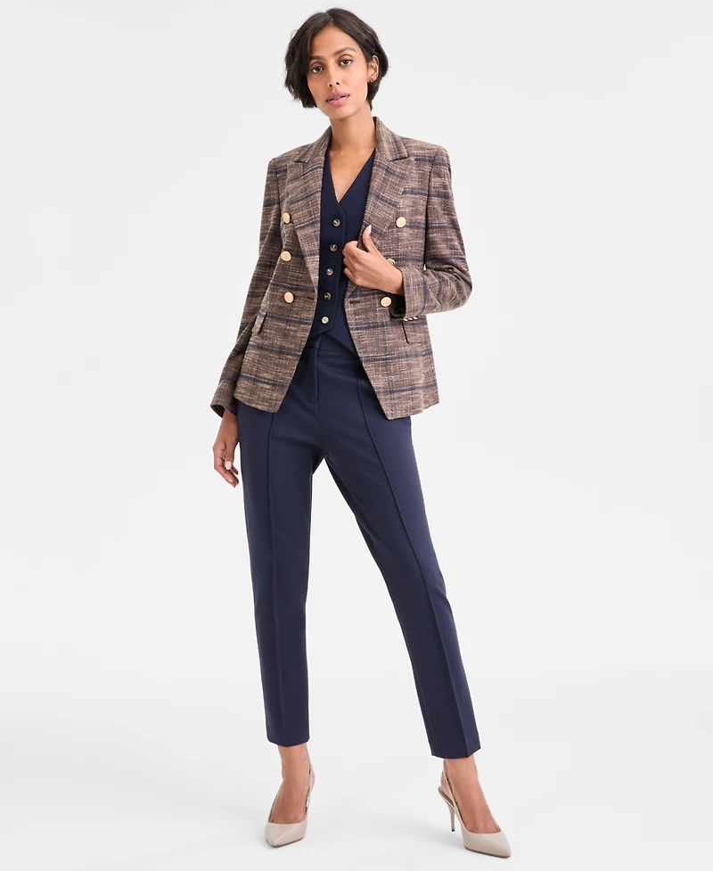 Tahari Asl Women's Plaid Double-Breasted Blazer