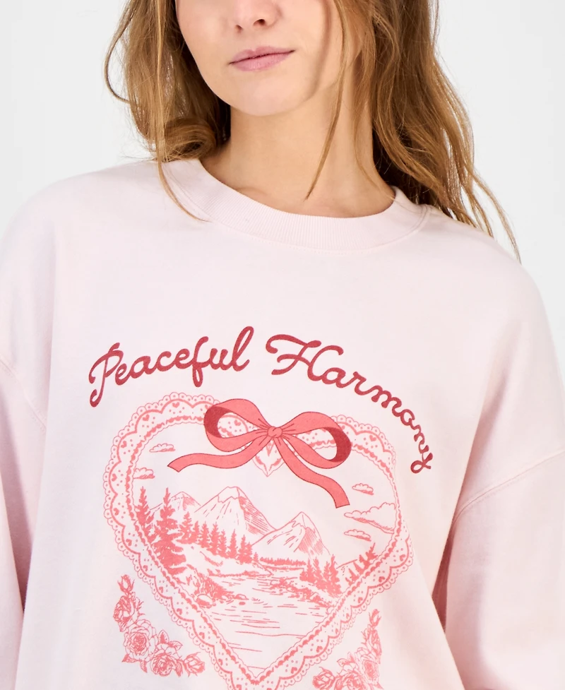 Rebellious One Juniors' Peaceful Harmony-Graphic Sweatshirt