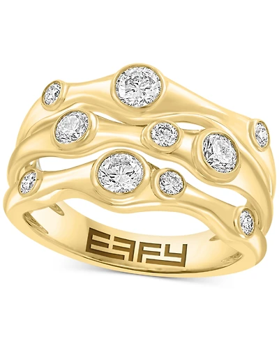 Effy Collection Diamond Three-Row Ring (3/4 ct. t.w.) in 14k Yellow Gold