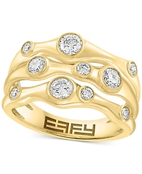 Effy Collection Diamond Three-Row Ring (3/4 ct. t.w.) in 14k Yellow Gold