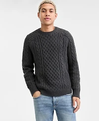 Sun + Stone Men's Long-Sleeve Cozy Cable-Knit Crewneck Sweater, Macy's Exclusive