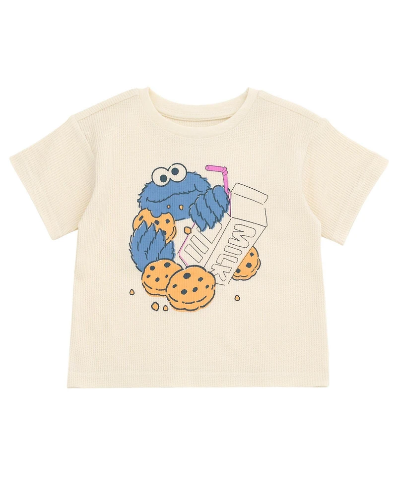 Sesame Street Baby Boys' Cookie Monster Waffle-Knit T-Shirt and Shorts, 2-Piece Set