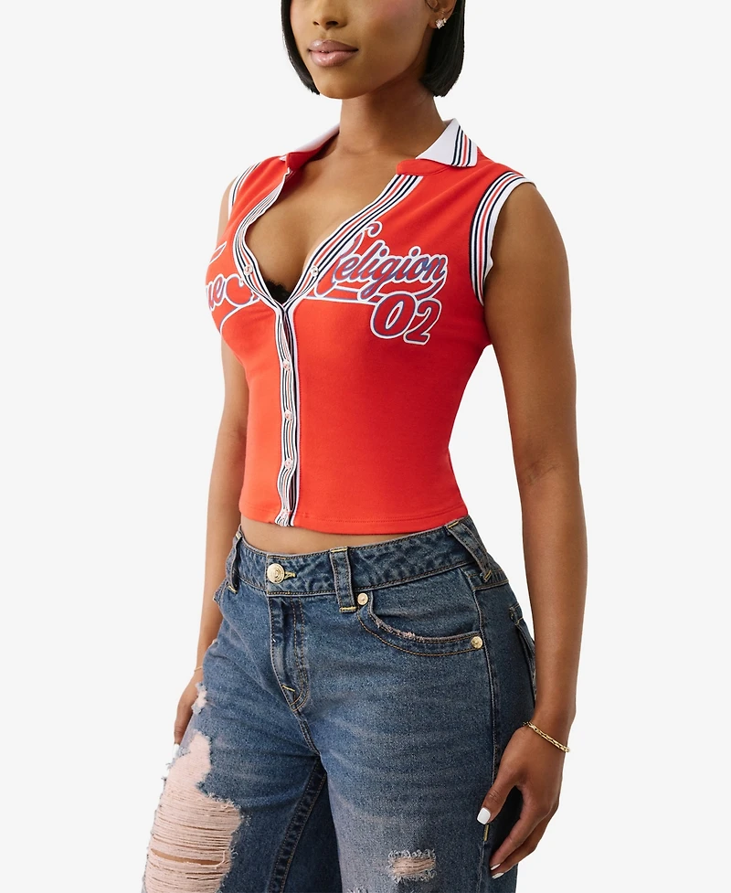 True Religion Women's Sporty Terry Polo Top