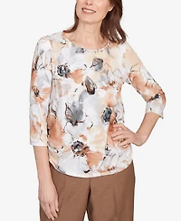Alfred Dunner Petite Watercolor Floral Top