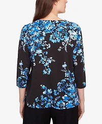 Alfred Dunner Petite Floral Asymmetric Top