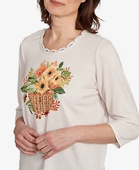Alfred Dunner Petite Classic Harvest Basket Top