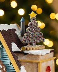 Glitzhome 10.25" Lighted Resin Christmas Donuts Coffee Shop Village