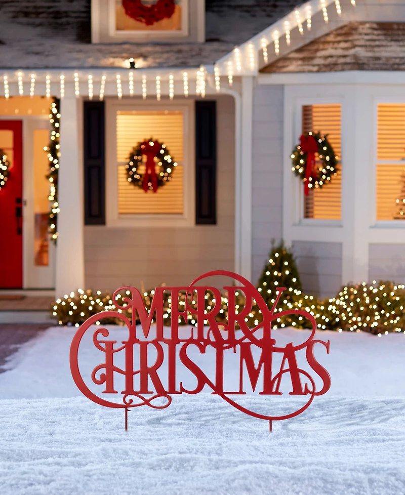 Glitzhome 36" Metal Oversized Christmas "Merry Christmas" Yard Stake