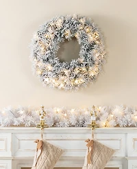 Glitzhome 6 ft Pre-Lit Snow Flocked Pine Christmas Garlands, Set of 2
