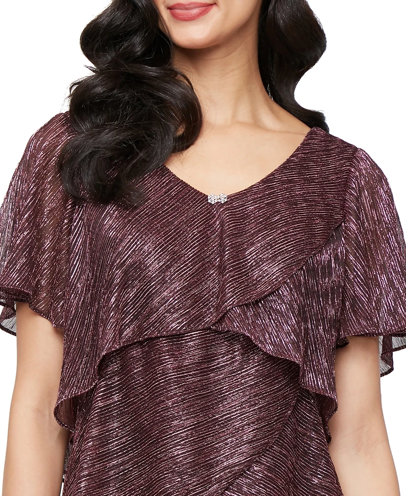 Sl Fashions Tiered Shimmer Shift Dress