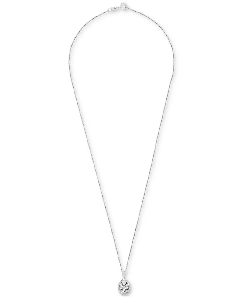 Diamond Octagon Halo Cluster 18" Pendant Necklace (1/10 ct. t.w.) in Sterling Silver, Macy's Exclusive