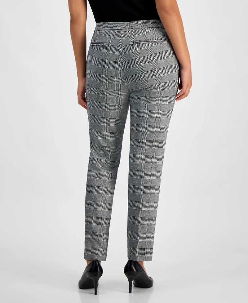 Ak Anne Klein Petite Glen Plaid Straight-Leg Pants