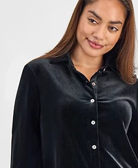 Ak Anne Klein Petite Velour Shirt