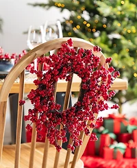Glitzhome Plastic Christmas Mini Berries Wreaths, Set of 2