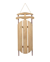 Glitzhome 34.25" Wooden Christmas Sleigh Porch Decor