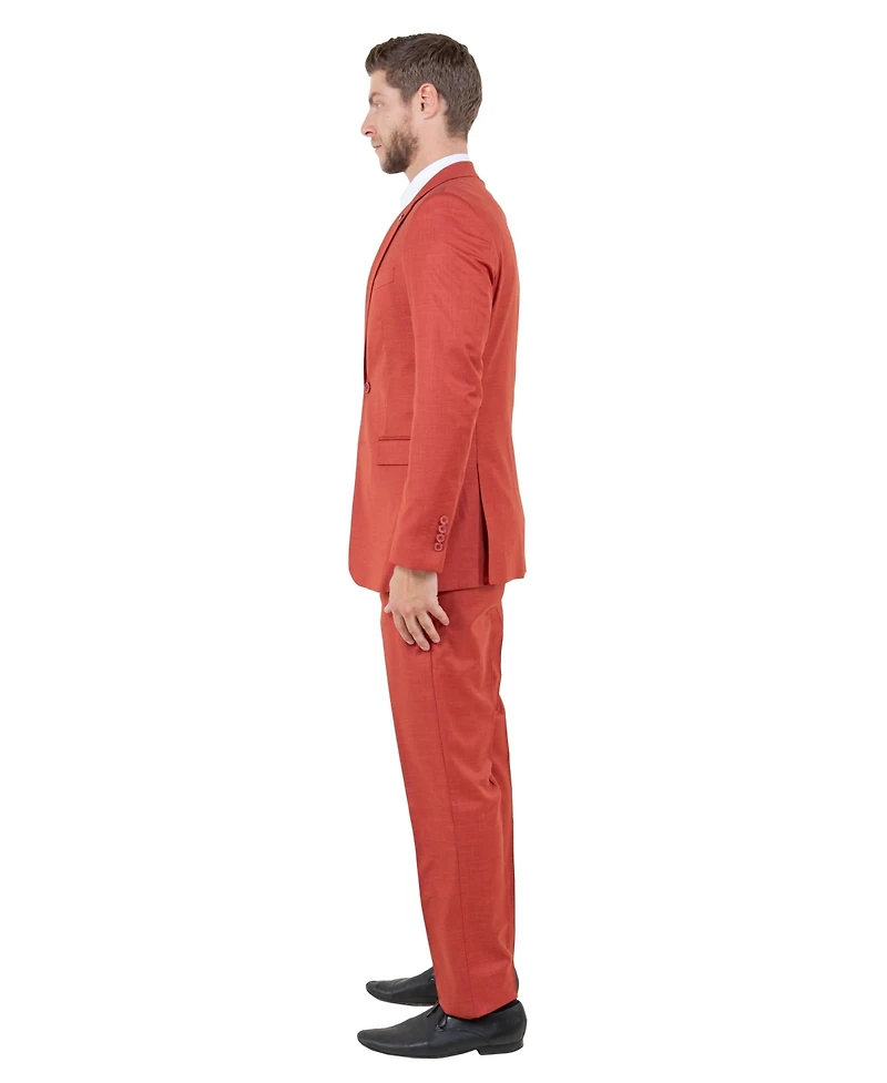 Stacy Adams Men's Solid Textured 3-Piece Jacket With Solid Vest And Pants Suit Notch Lapel