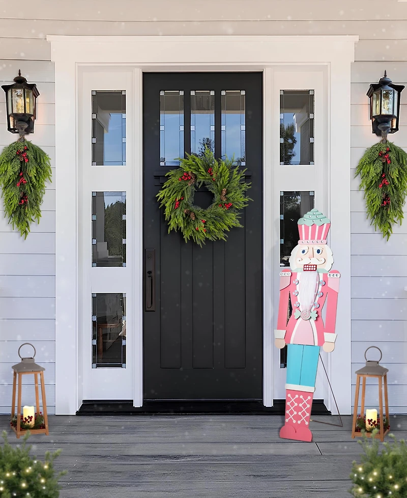 Glitzhome 60" Wooden Christmas Nutcracker Porch Decor