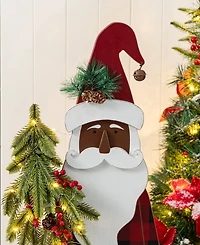 Glitzhome 35.75" Lighted Wooden Africa Santa Porch Decor