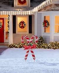 Glitzhome 30" Metal Christmas Candy Cane Yard Stake