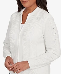 Alfred Dunner Petite Front Zip Chenille Cardigan
