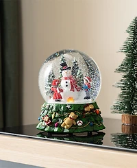 Glitzhome 150mm Lighted Resin Christmas Musical Snowflakes Snowman Water Globe