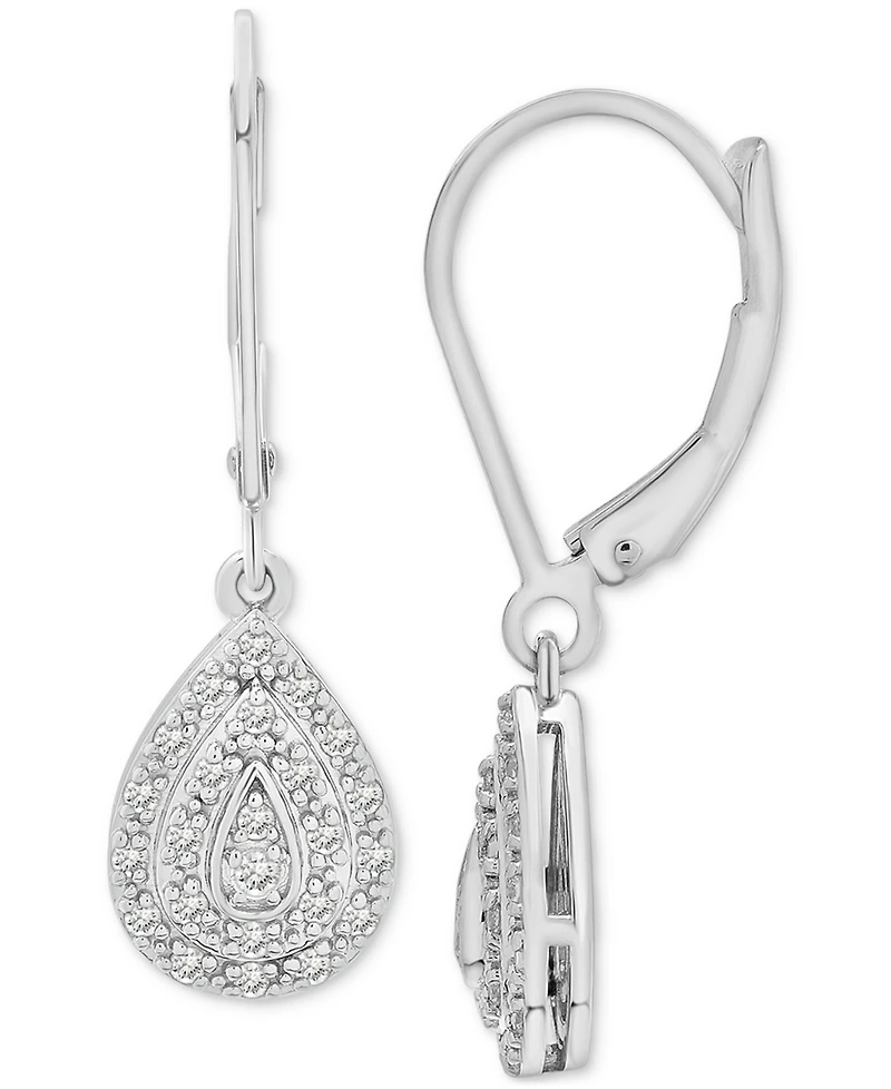 Diamond Teardrop Cluster Drop Earrings (1/4 ct. t.w.) in Sterling Silver, Macy's Exclusive