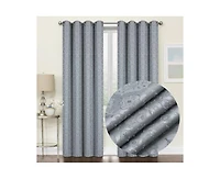 Kate Aurora Regency Collection Raised Jacquard Damask Grommet Top Curtains - 52 in. W x 84 L