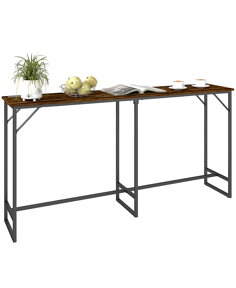 Homcom 70" Bar Table with Charging Station, Bar Height Pub Table,