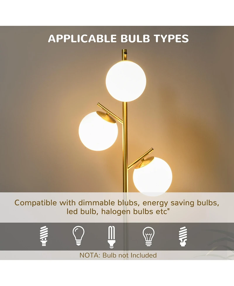 Homcom Modern Floor Lamp with Globe Shades, Sding Lamp,