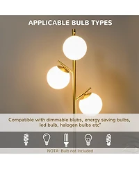Homcom Modern Floor Lamp with Globe Shades, Sding Lamp,