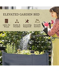 Outsunny 48" Fir Wood Raised Garden Bed w/ Tool Hooks,