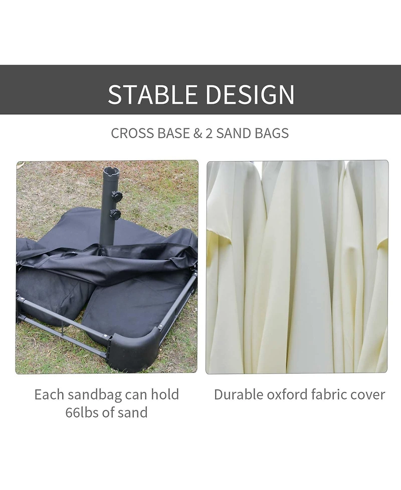 Outsunny 15' Backyard Double-Sided Steel Fabric Market Garden Umbrella