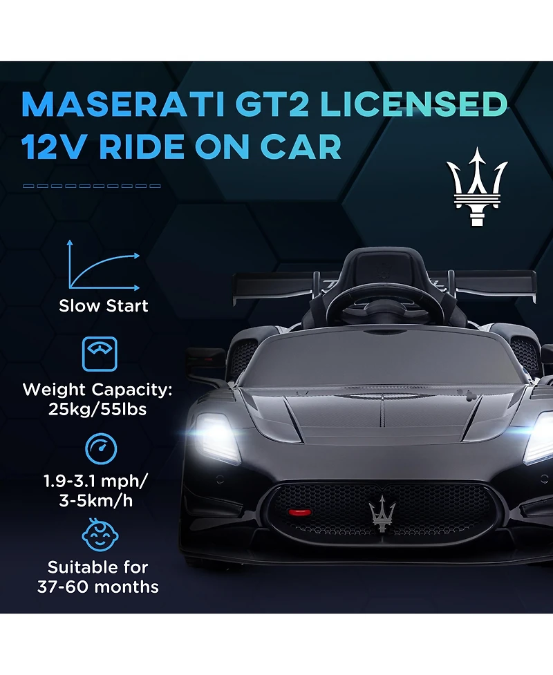 Qaba Maserati GT2 Licensed 12V Ride On Car w/ Shock-Absorbers,