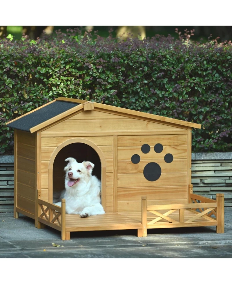 Streamdale Furniture 48" Wooden Dog House with Porch & Fencing