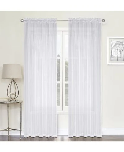Kate Aurora Chic Living Jillian 2 Piece Ultra Lux Wide Rod Pocket Sheer Vole Window Curtain Panels 95 In. Long White