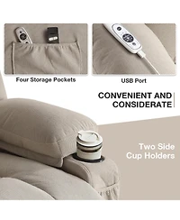 Power Lift Recliner Chair with Heat and Massage Electric Fabric for Elderly