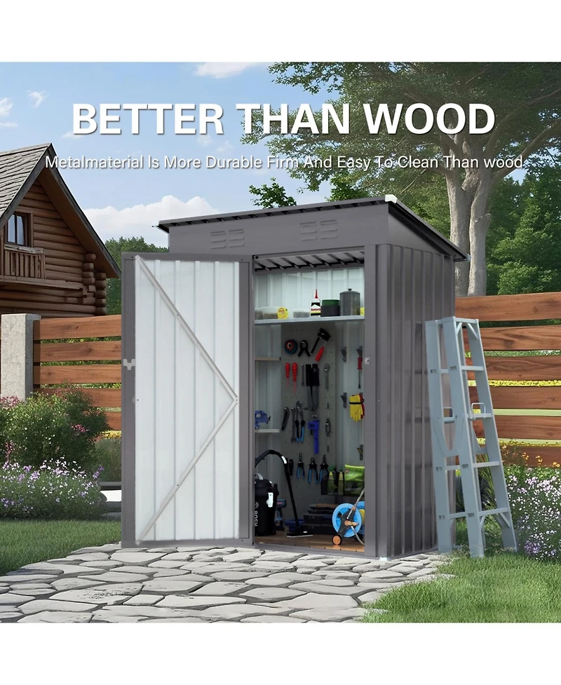 Streamdale Furniture 5x3 Ft Metal Outdoor Storage Shed Gray