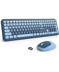 risokeys Cute Colorful Keyboard and Mouse Wireless Silent, Full-Size Retro Typewriter Wireless Quiet Slim Keyboard Low-Noise 2.4GHz for Computer
