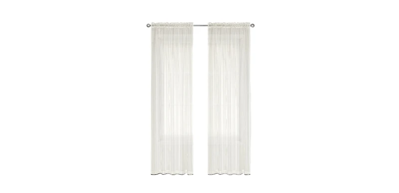 Kate Aurora Chic Living Jillian 2 Piece Ultra Lux Wide Rod Pocket Sheer Vole Window Curtain Panels - in