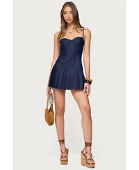 Edikted Women's Rudy Pleated Denim Mini Dress