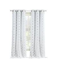 Kate Aurora 2 Pack Cotton Blend Shabby Metallic Quatrefoil Lattice Ultra Luxurious Grommet Top Window Curtain Panels - 38 in. W x L