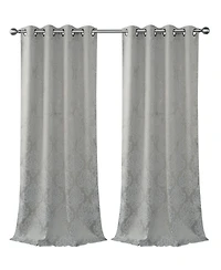Kate Aurora Living 2 Pack Delaney Room Darkening Damask Print Grommet Curtain - 52 in. W x 84 L