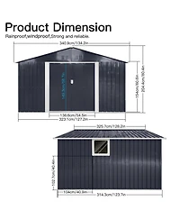 Streamdale Furniture Metal garden sheds 11.2ftx10.6ft outdoor storage sheds Grey with window